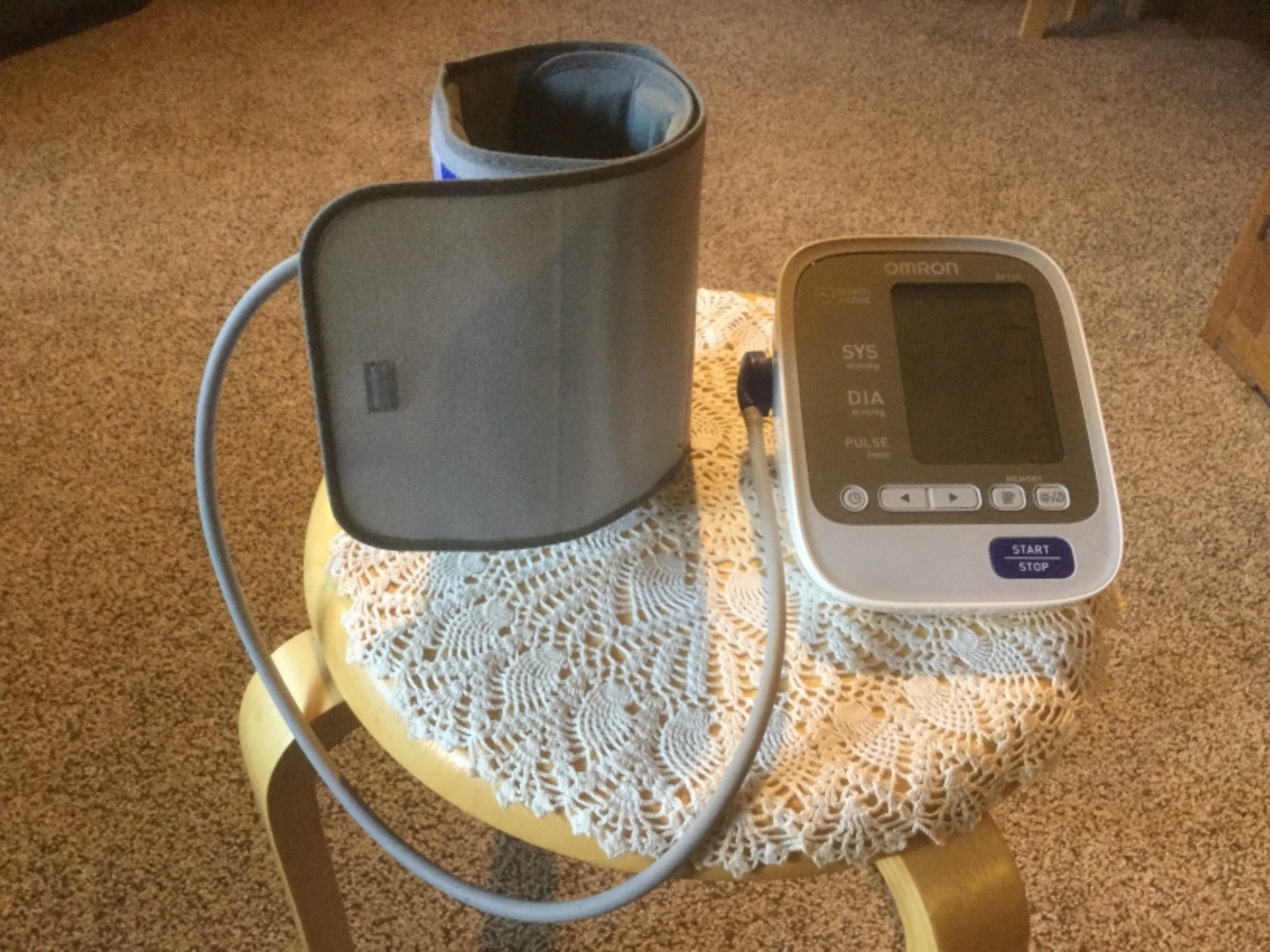 Pre Owned Omron BP760 Upper Arm Blood Pressure Monitor, Gray/white.