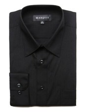 Mens Marquis Mens Classic Fit Solid Black Cotton Blend Dress Shirt Size 20.5