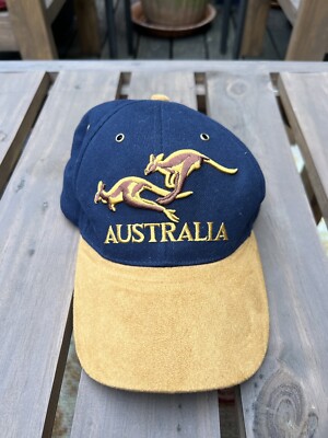 Vintage Australia Two Tone Kangaroo Logo Hat Blue & Yellow Adult OSFA