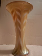 Signed Lundberg Studios Numbered Art Glass Trumpet Vase 1999