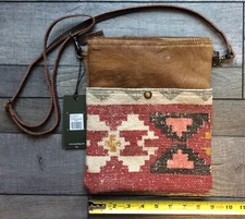 Myra   LIVELY Crossbody Purse Canvas Leather Bag Southwestern Aztec Western New