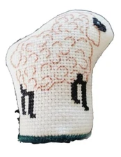 Christmas Cross Stitch Nativity Sheep Figure Vtg Handmade Weighted