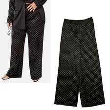 DANIELLE BERNSTEIN NWT Black Rhinestone Studded Wide Leg Pants 10