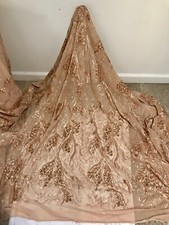 4way Stretch Sequins Gold Embroidery Lace Fabric 50 Width Sold By The Yard