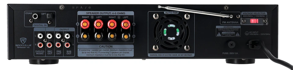 Rockville RPA60BT V2 1000 vatios 2 canales USB Bluetooth DJ/Pro/Karaoke amplificador mezclador Foto 4 de 4