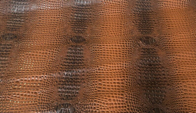 Mocha brown Swamp 3D Crocodile embossed Leather Faux vinyl upholstery 54'' Wide