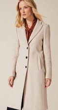Phase Eight Samantha Single Breasted Coat Beige Uk Size 12 #ref19