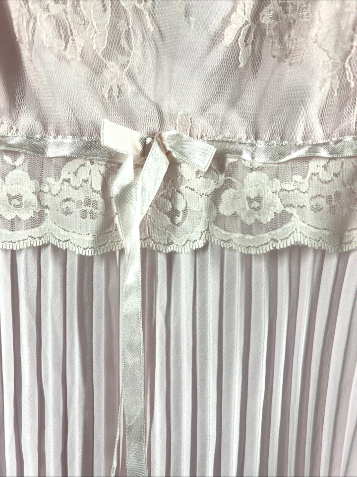 Vestido Lencería Babydoll Vintage Flora Nikrooz Grande Gasa Rosa Y2K Nylon Foto 4 de 4