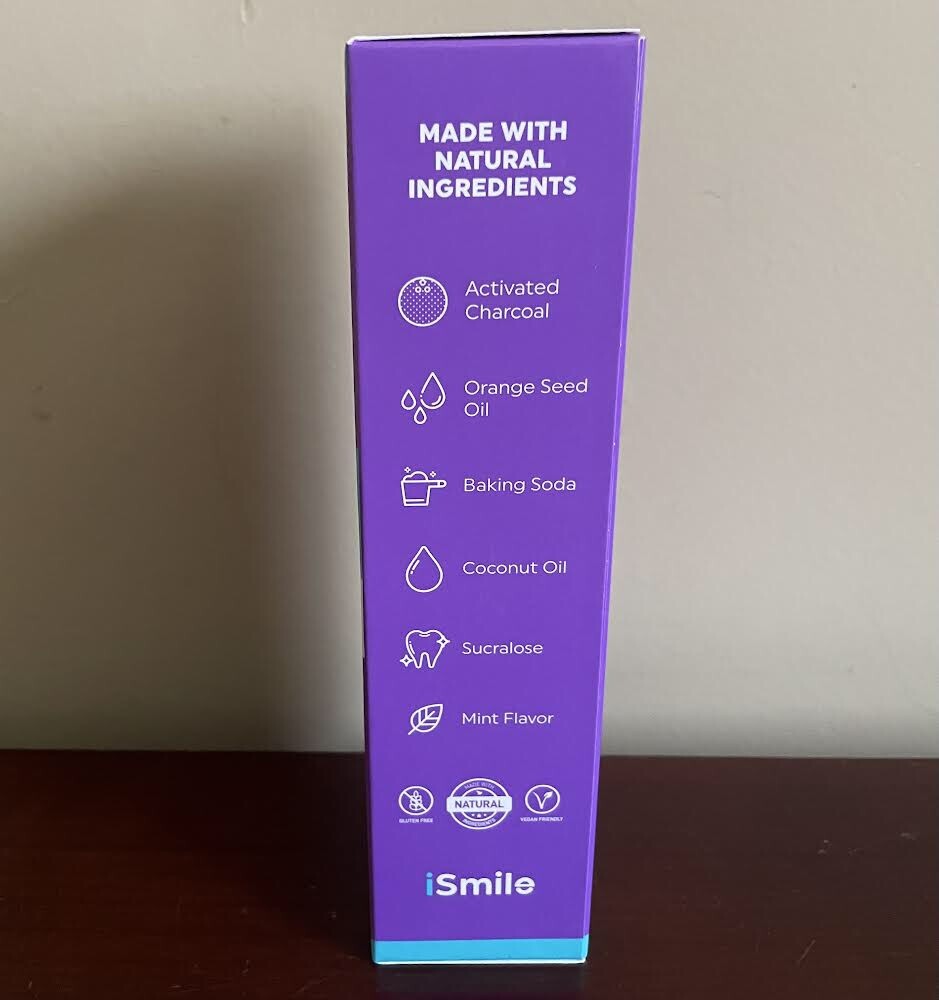 Brand New iSmile Activated Charcoal Powder with Coconut Oil & Bamboo Toothbrush