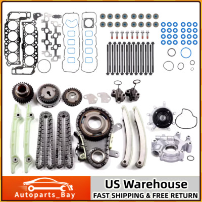 Timing Chain Oil Pump Water Pump Kit Head Gasket for 02-08 Dodge Ram 1500 4.7L