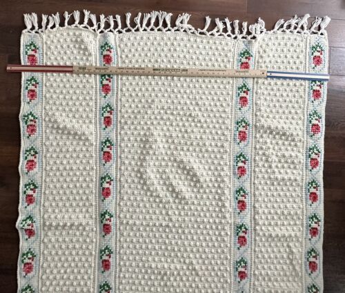 Manta afgana de ganchillo hecha a mano con flecos manta floral 57x69 - Imagen 8 de 18