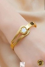 Floral Stainless Steel Bracelet Yellow Gold Color Lovely Design Quality Jewelry