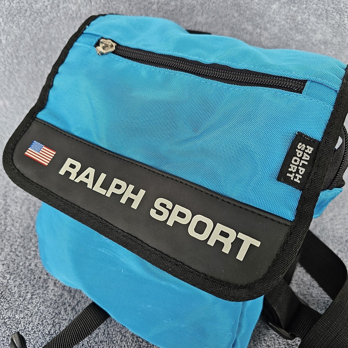 Vintage Polo Sport Ralph Lauren Backpack Bag 3 Pocket Blue Black