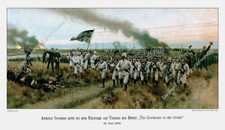 Germans To The Front., Boxeraufstand. Großer Kunstdruck n. C. Röchling 30x53cm