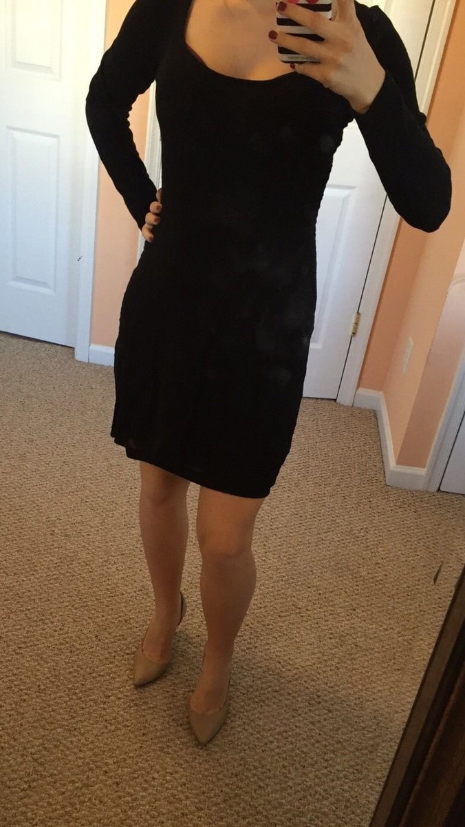 Victoria's Secret Knit Sweater Mini Dress. Black. Small. Detachable Slip