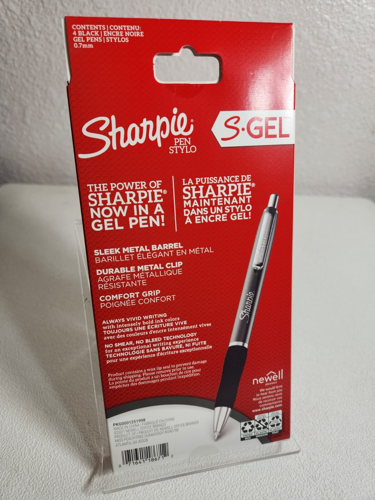 Sharpie SGel, Gel Pens, Sleek Metal Barrel, Gunmetal,Black, Medium
