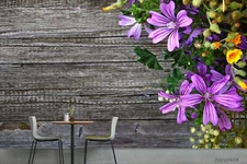 3D Purple Floral Rural Self-adhesive Removeable Wallpaper Wall Mural