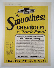 Chevrolet 1926 Original Vintage Print Ad "The Smoothest Chevrolet in Chevrolet..