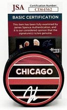 Kevin Korchinski signed Chicago Blackhawks Reverse Retro Puck autographed #1 JSA