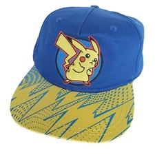 2017 Pokemon Pikachu Youth Snapback Hat Lightning Adjustable One Size Cap Blue