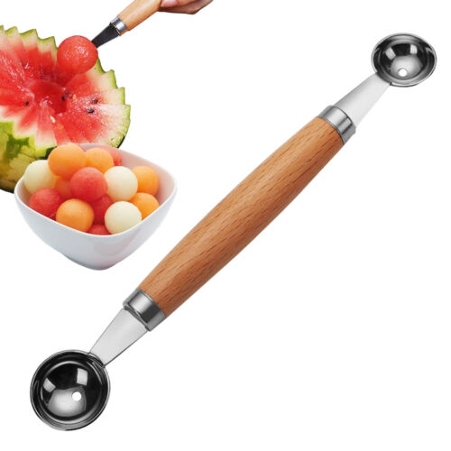 1x Double Ended Melon Baller Scoop WaterFruit Dessert Stainles Steel Spoon