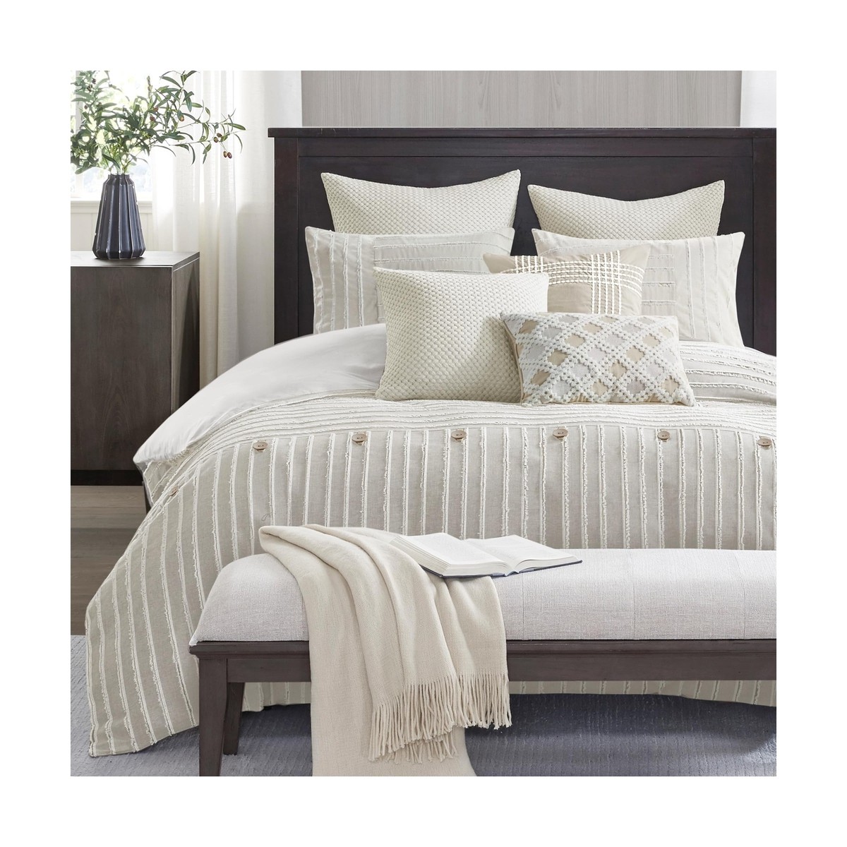 MADISON PARK SIGNATURE King Comforter Set Clipped Jacquard