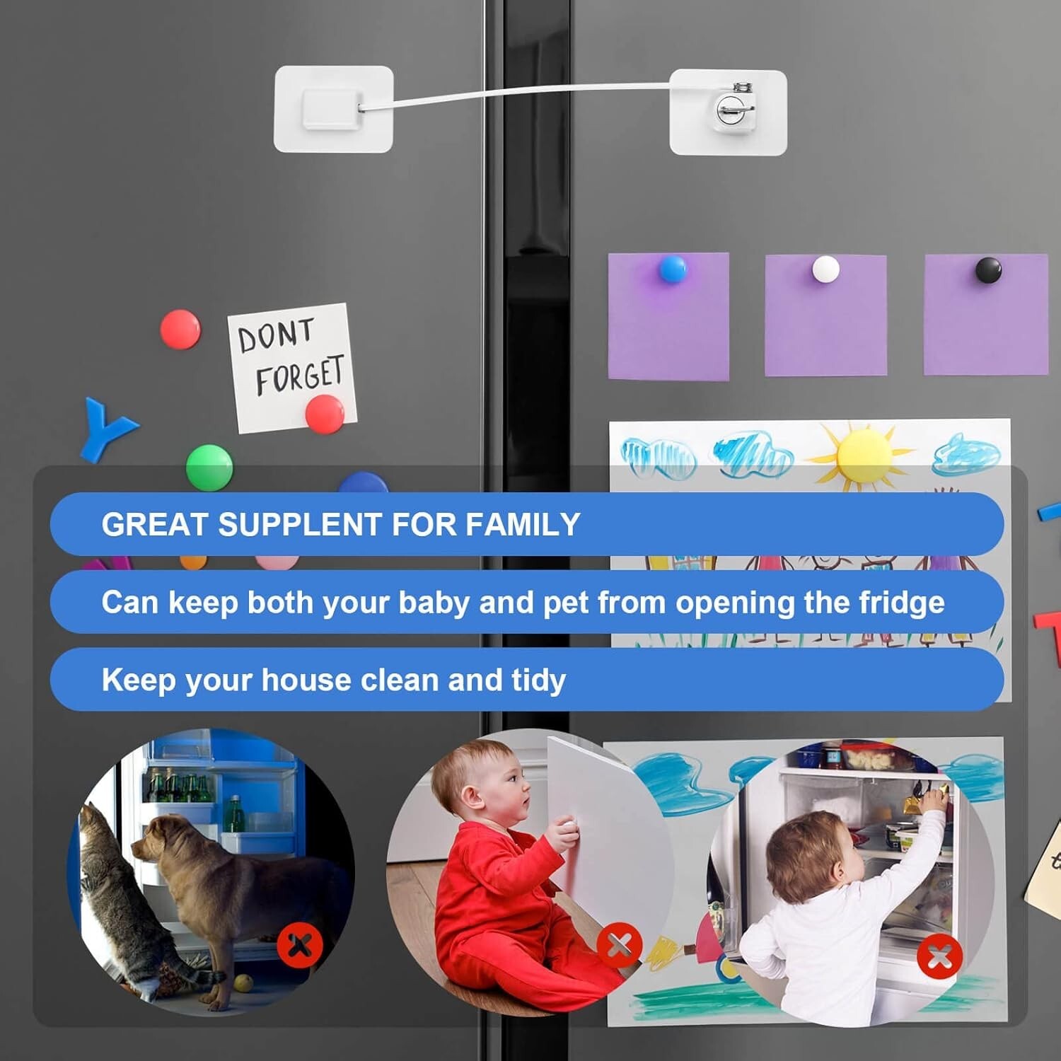 2 Pack Fridge Lock Freezer Lock with 4 Key for Child Safety Refrigerator Locks