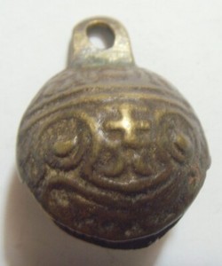 1800s antique bronz brass fengshui pendant amulet face bell pendant 53509