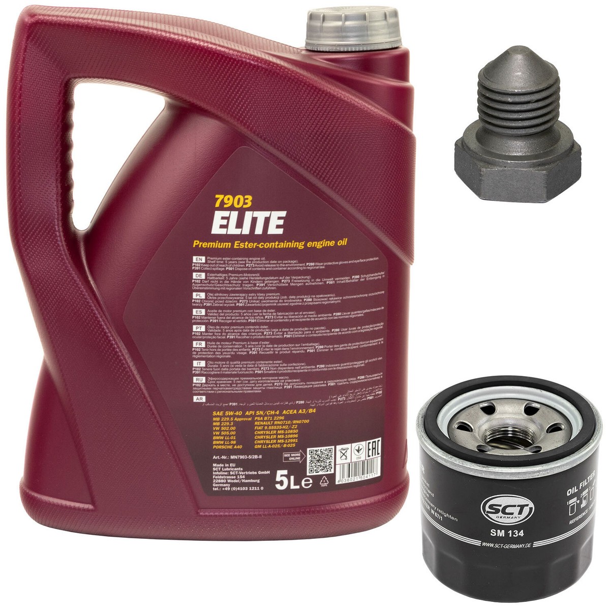 Aceite de Motor Kit 5W40 5Litro + Filtro Sm 134 + Tornillo para