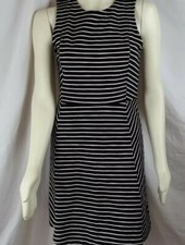 J crew womens size 8 black and white stripe fit and flair dress sleeveless