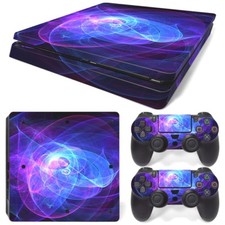 For PS4 Slim Skin Console  2 Controllers Cool Purple Swirl Vinyl Decal Wrap
