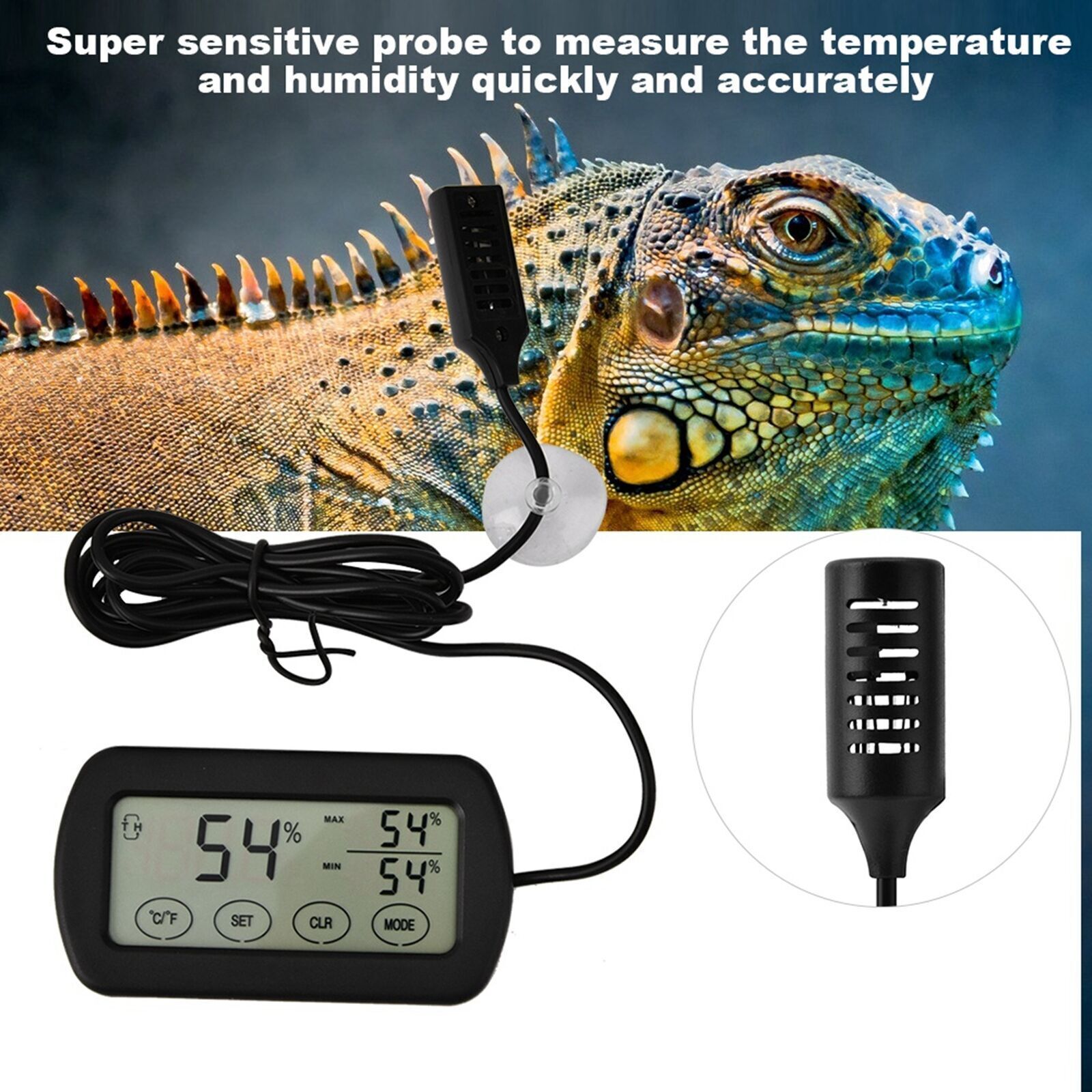 LCD Display Egg Incubator Reptile Tank Digital Thermometer Hygrometer