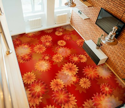 3D Orange Flower PKE3321 Floor WallPaper Murals Wallpaper Mural Print Bea