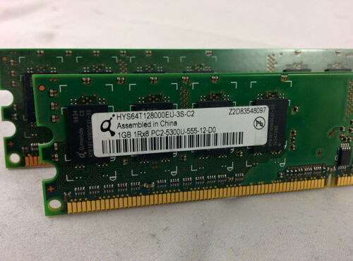 Qimonda 2GB Kit (2x1GB) PC2-5300 DDR2 667 240 PIN DIMM RAM HYS64T128000EU-3S-C2 - Picture 1 of 2