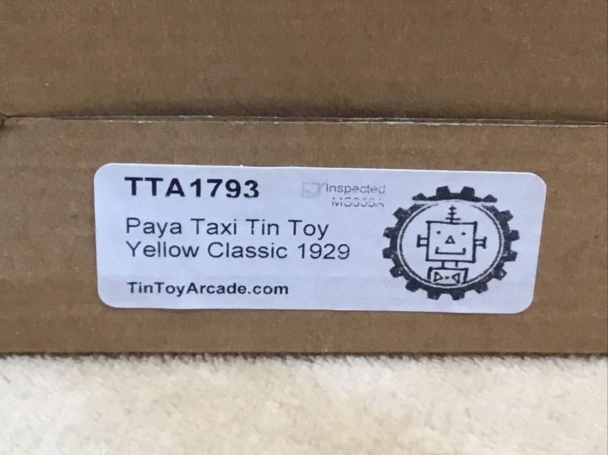 1929 Rare Collectors Only Paya Classic Yellow Taxi Tin Wind-Up Toy
