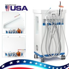 Portable Dental Mobile Delivery Unit System Cart Air Compressor 4Holes Suction