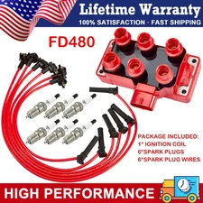 Ignition Coil & 6 Spark plug & 6 wire For Ford Explorer Sport Trac V6 4.0l FD480