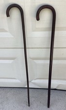 Vintage Wooden Walking Canes Curved Handle Lot Of 2
