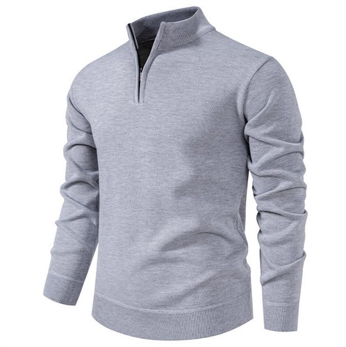 Men's Zipper Sweater Casual Knitted Pullover Warm Sweaters - Picture 15 of 21