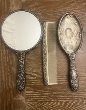Antique Hair Comb Mirror Set. Brush has no insert