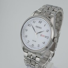 SEIKO V158-0AW0 Solar Watch White Dial Stainless Steel clean Mint