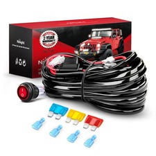 Nilight LED Light Bar Wiring Harness Kit 2 Leads 14AWG Heavy Duty 12V Power