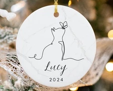 Personalized Cat Loss Ornament, Custom Cat Memorial Gift, Pet Sympathy Christ...