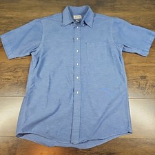 Vintage Arrow Dover Oxford Shirt Men 16 L Short Sleeve Button Down Blue