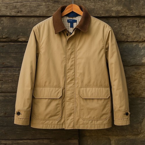 Polo Ralph Lauren hellbraune Feldjacke große Lederakzente Kapuze adrette alte Geld - Bild 1 von 7