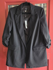 Tahari Women's Black Open Front 3/4 Sleeve Blazer Jacket Classic Size S NWT