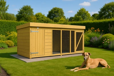 TOTAL SHEDS Dog Kennel & Run 10ft x 4ft Fully Pressure Treated Tanalised Timber Free Deliver