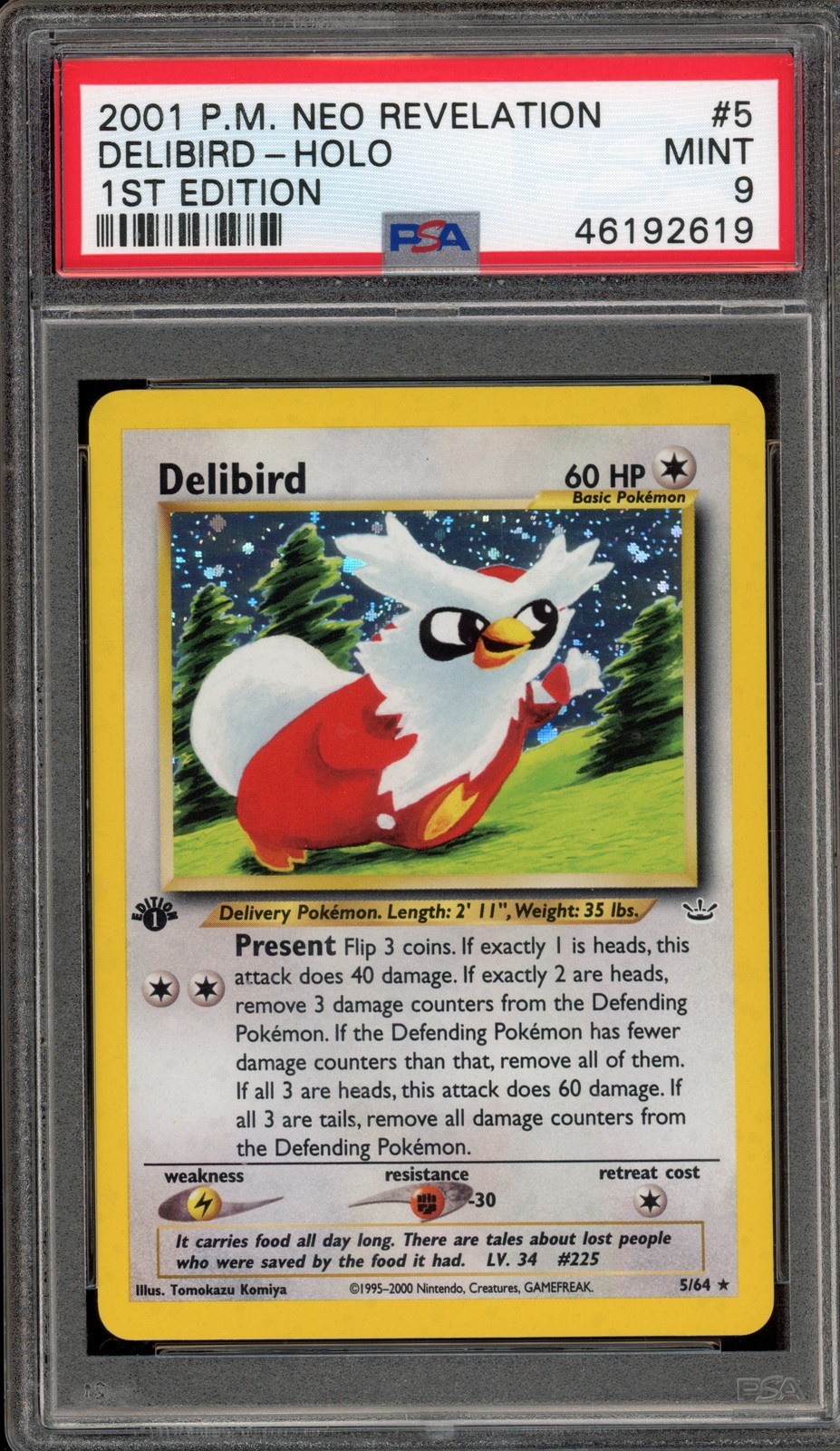 Pokemon Delibird Neo Revelation 1st Edition Holo Rare #5 PSA 9 Mint