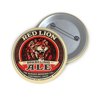 Red Lion Sparkling Ale Burger Brewing Cincinnati OH Retro Breweriana Pin Button