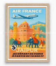 Affiche vintage Air France ✈️ — Jaipur Inde 🇮🇳 — Style rétro années 50